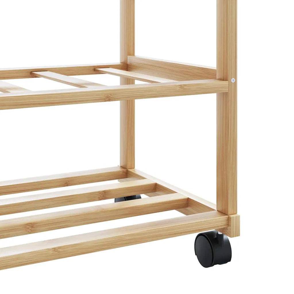 Appendiabiti con Ripiani e Ruote 100x38x175,5 cm in Bamb¨´ CFW5830609