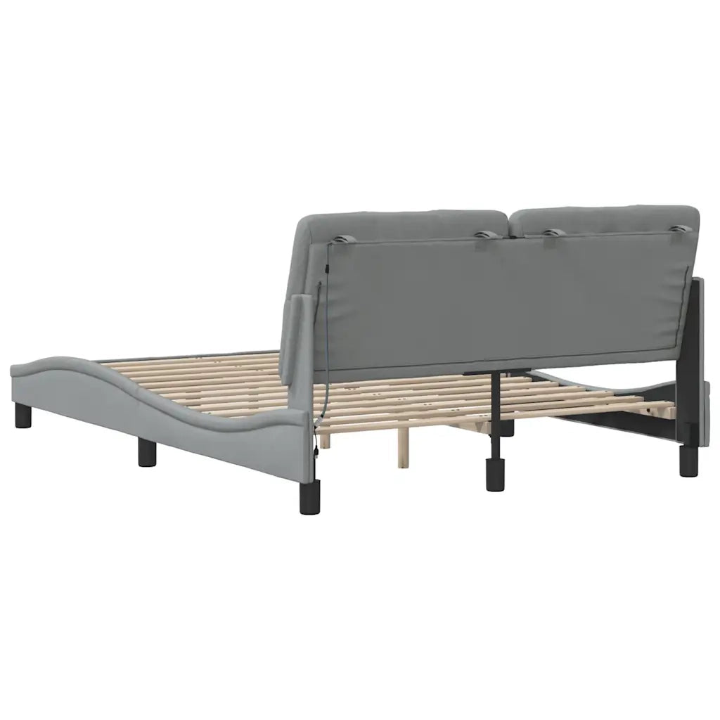 vidaXL Giroletto con LED senza Materasso Grigio Chiaro 140x190 cm