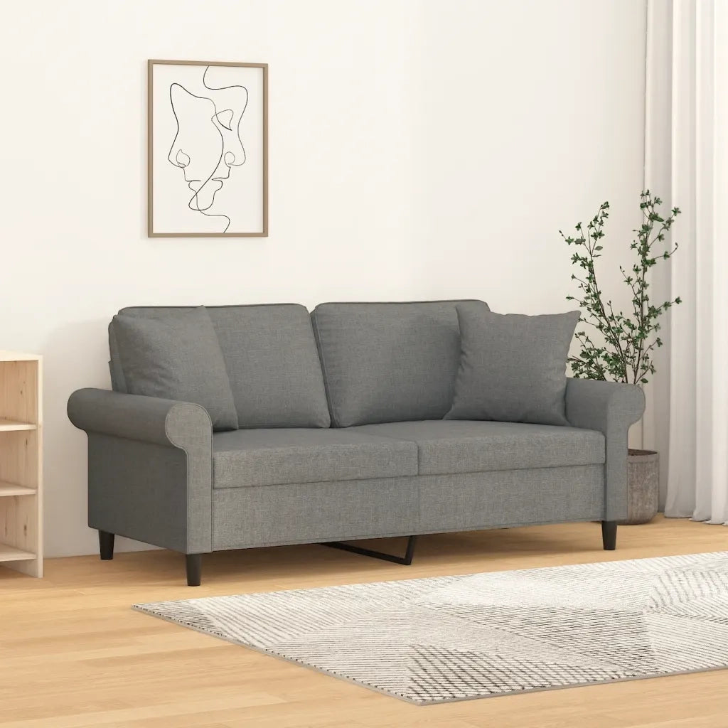 Divano a 2 Posti con Cuscini Grigio Scuro 140 cm in Tessuto cod mxl 65488