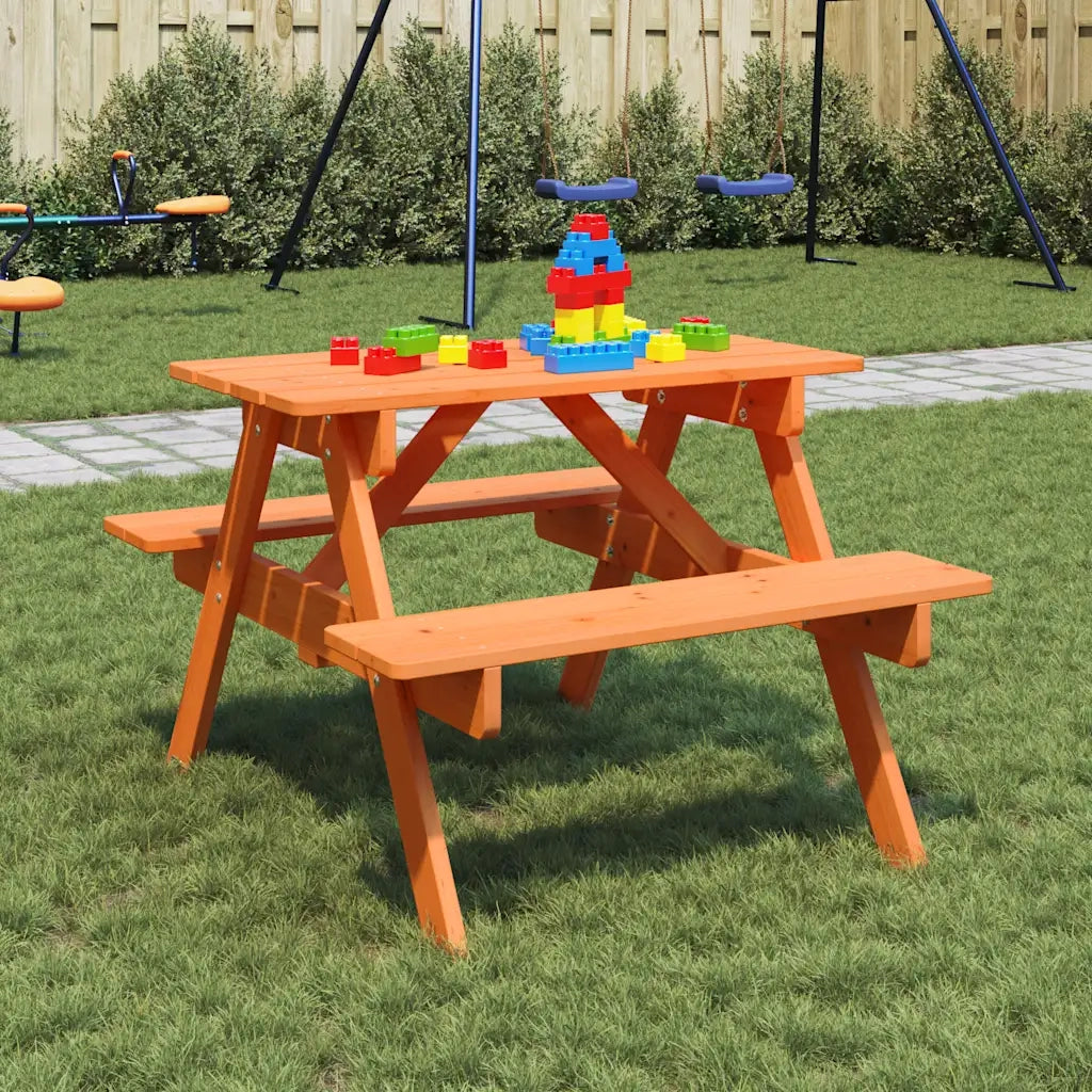 vidaXL Tavolo da Picnic per 4 Bambini con Foro Ombrellone Legno Abete