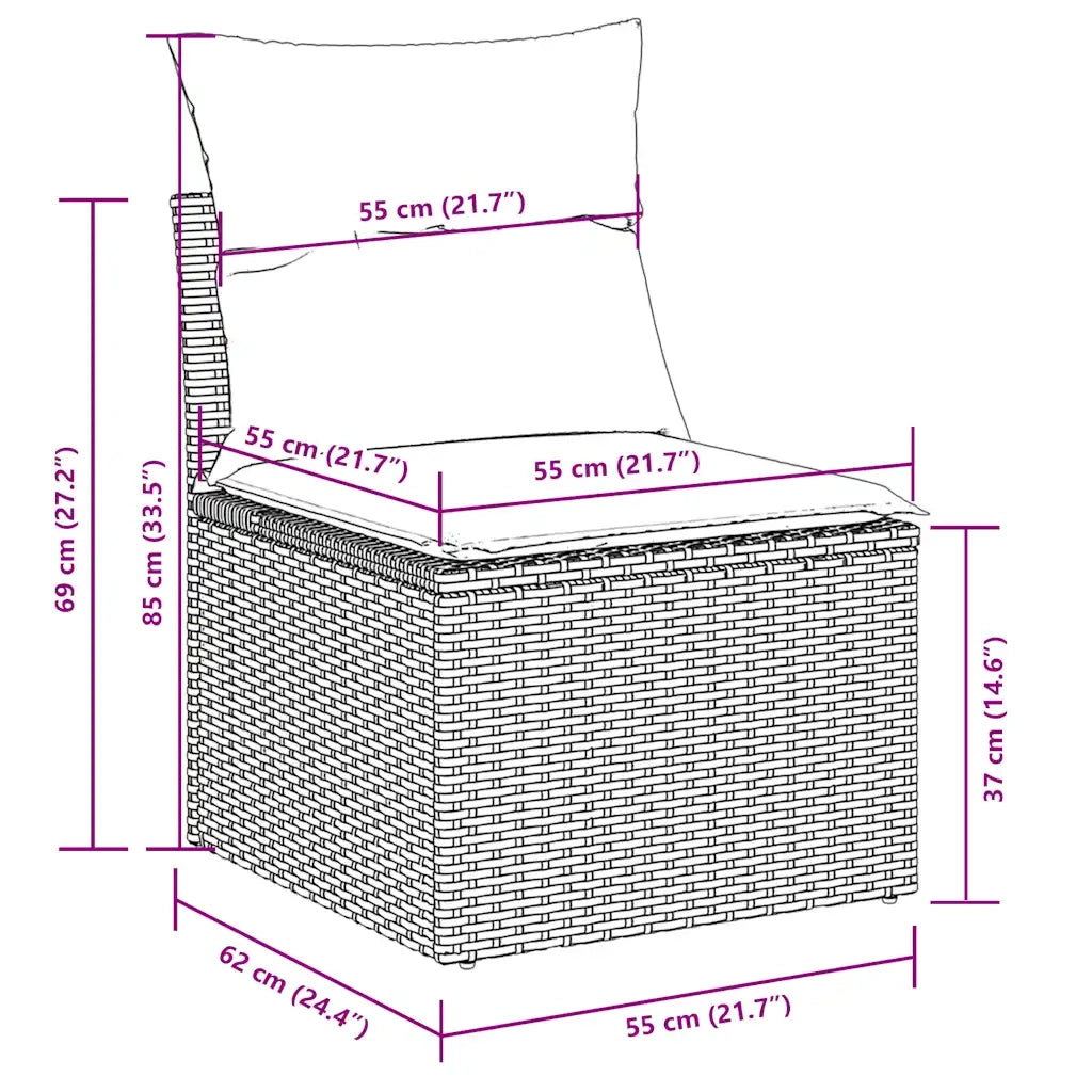 Set Divano da Giardino 8pz con Cuscini Grigio Chiaro Polyrattan 3221691
