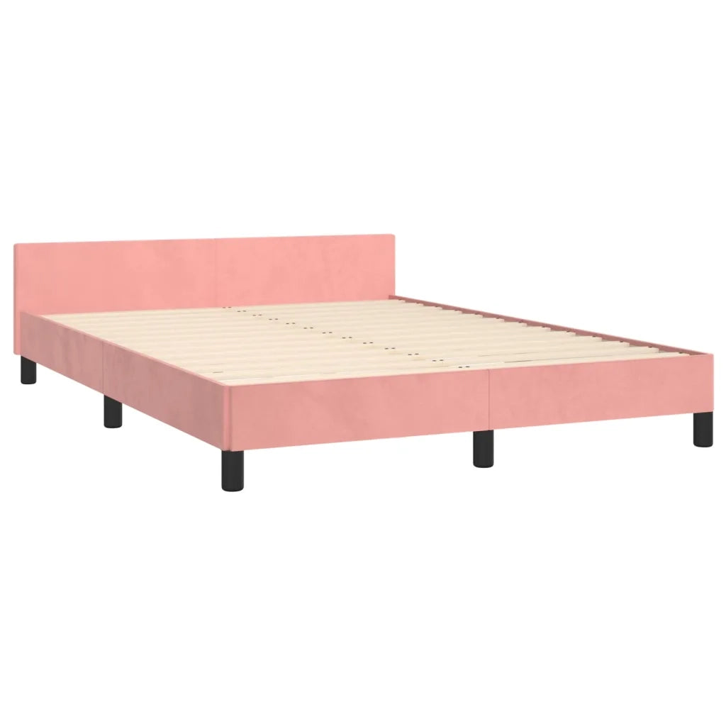 Giroletto con Testiera-Struttura Letto con testiera Rosa 140x200 cm in Velluto 287740