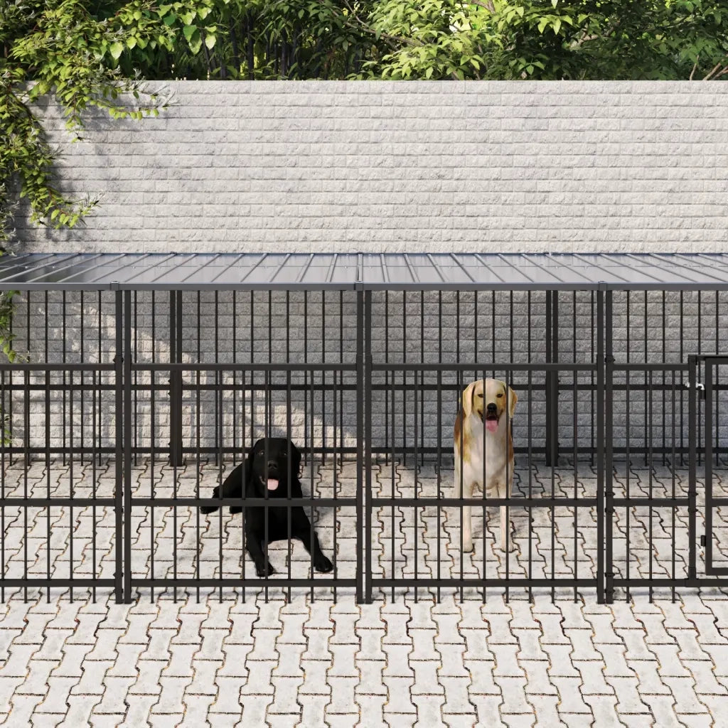Gabbia per Cani da Esterno con Tetto in Acciaio 13,14 mÂ² cod mxl 44299