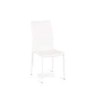E-STYLO Sedia in similcuoio bianco e gambe rivestite in similcuoio bianco, impilabile, 42cm X 41cm H. 95cm.