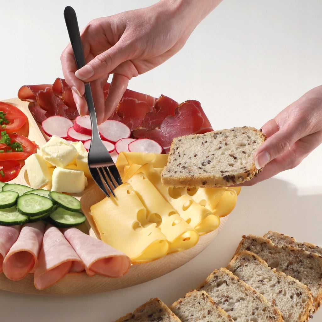Vassoio girevole KADAX per servire snack, antipasti e formaggi, con 4 scomparti.
