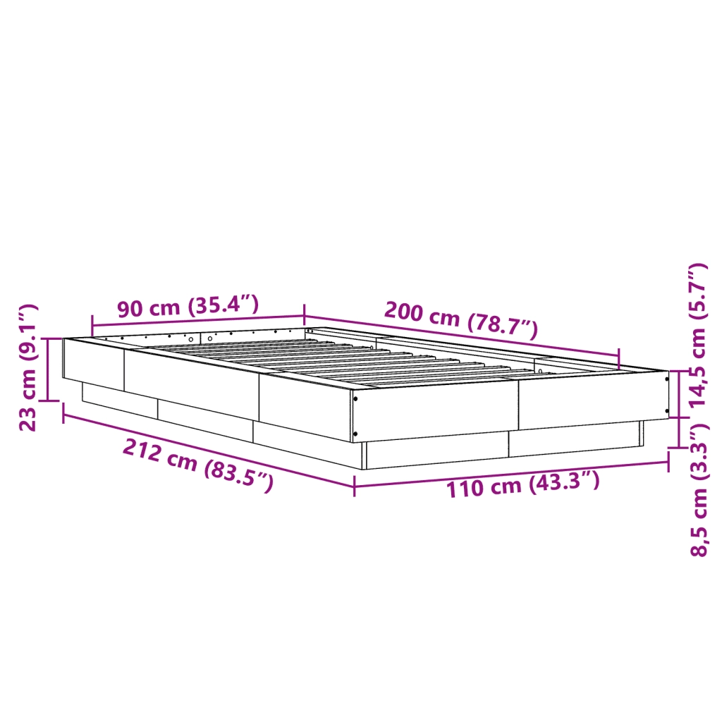 Giroletto Grigio Cemento 90x200 cm in Legno Multistrato 3281213