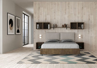 Letto Matrimoniale 160x200 cm con Rete Struttura Noce con Cuscini in Similpelle Egos Antea Tortora