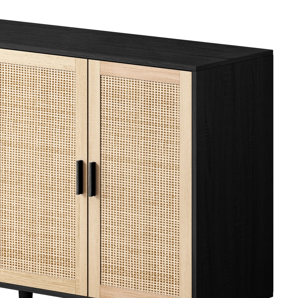 Credenza con 4 ante e ripiano regolabile - per soggiorno - in truciolare - 158×40×88 cm - nero