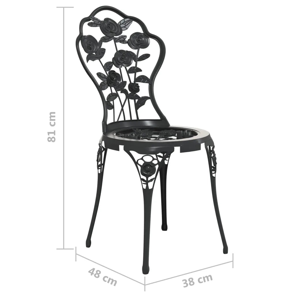 Sedie da Bistrot 2 pz in Alluminio Pressofuso Nero cod mxl 14457