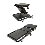 Carrello/Sedile Pieghevole per Officina 2 in 1 con Ruote Girevoli