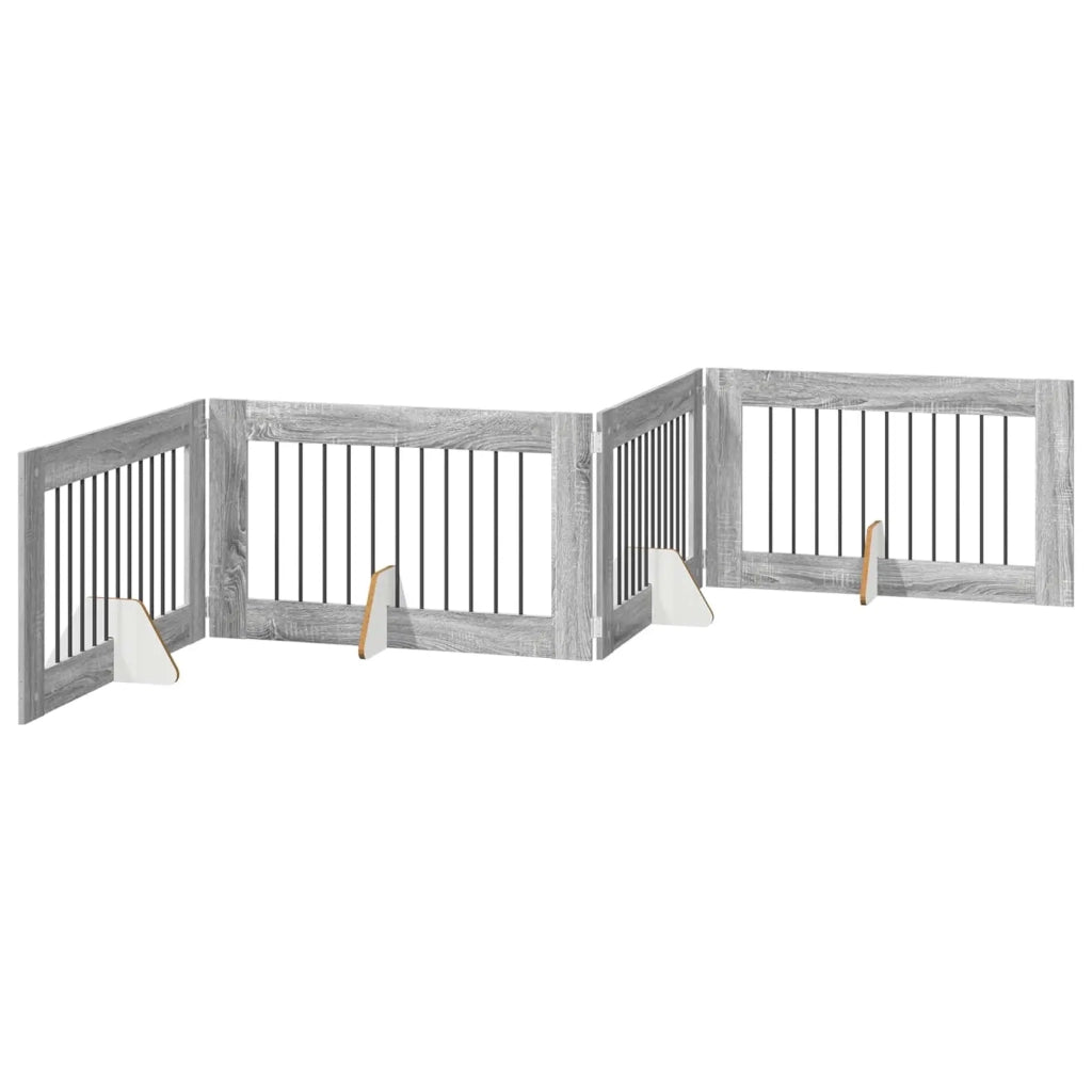 Cancello per cani con supporti 4 pz Grigio Sonoma 100 x 60 cm CFW9914167
