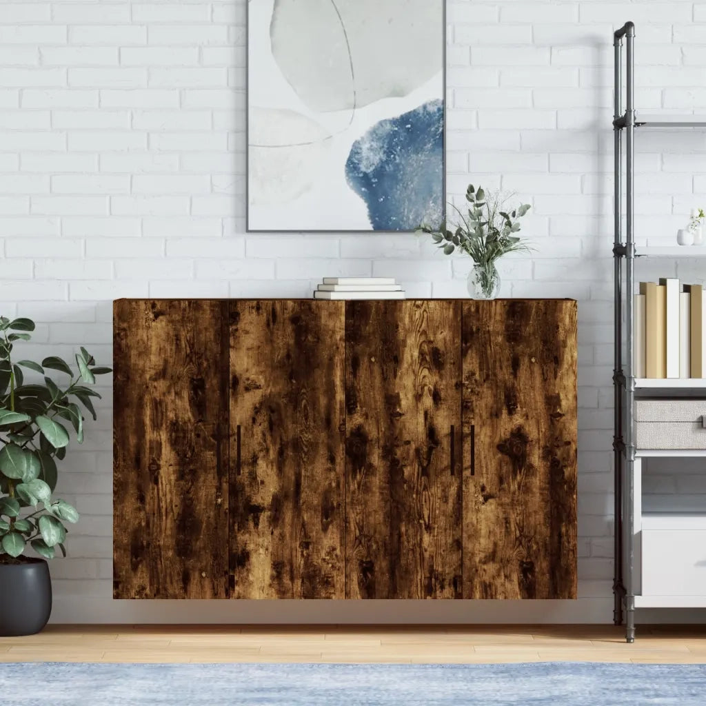 Armadietto a Muro | Mobili a Parete 2 pz Rovere Fumo 69,5x34x90 cm