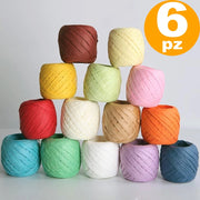 Trade Shop - Set 6pz Cavo Rafia Gomitoli Nastro Corda Filo Per Fiore Fioraio Bomboniere Regali -