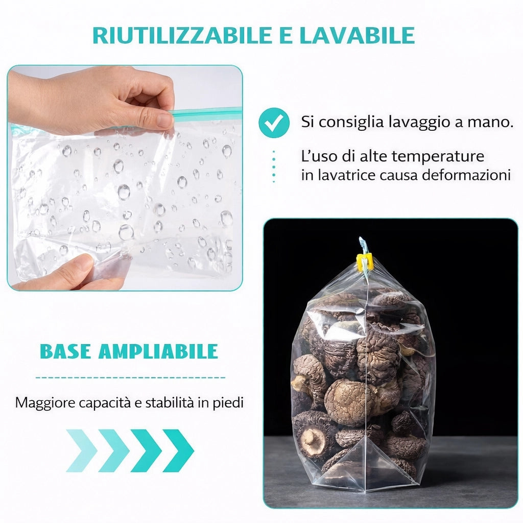 24 Sacchetti Alimenti Ermetici Riutilizzabili 3 Misure | 69716