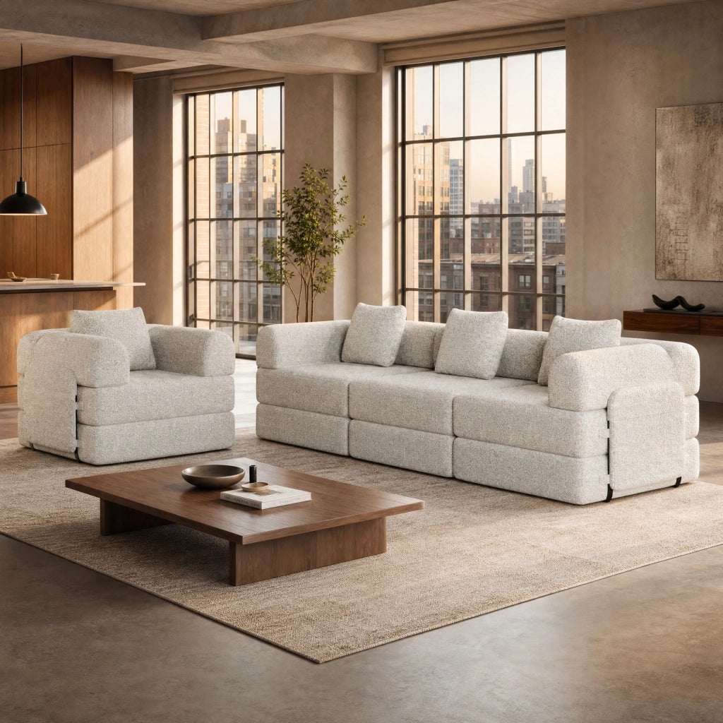 DIVANO LETTO 2 in 1 con vano portaoggetti nel bracciolo, chenille, khaki