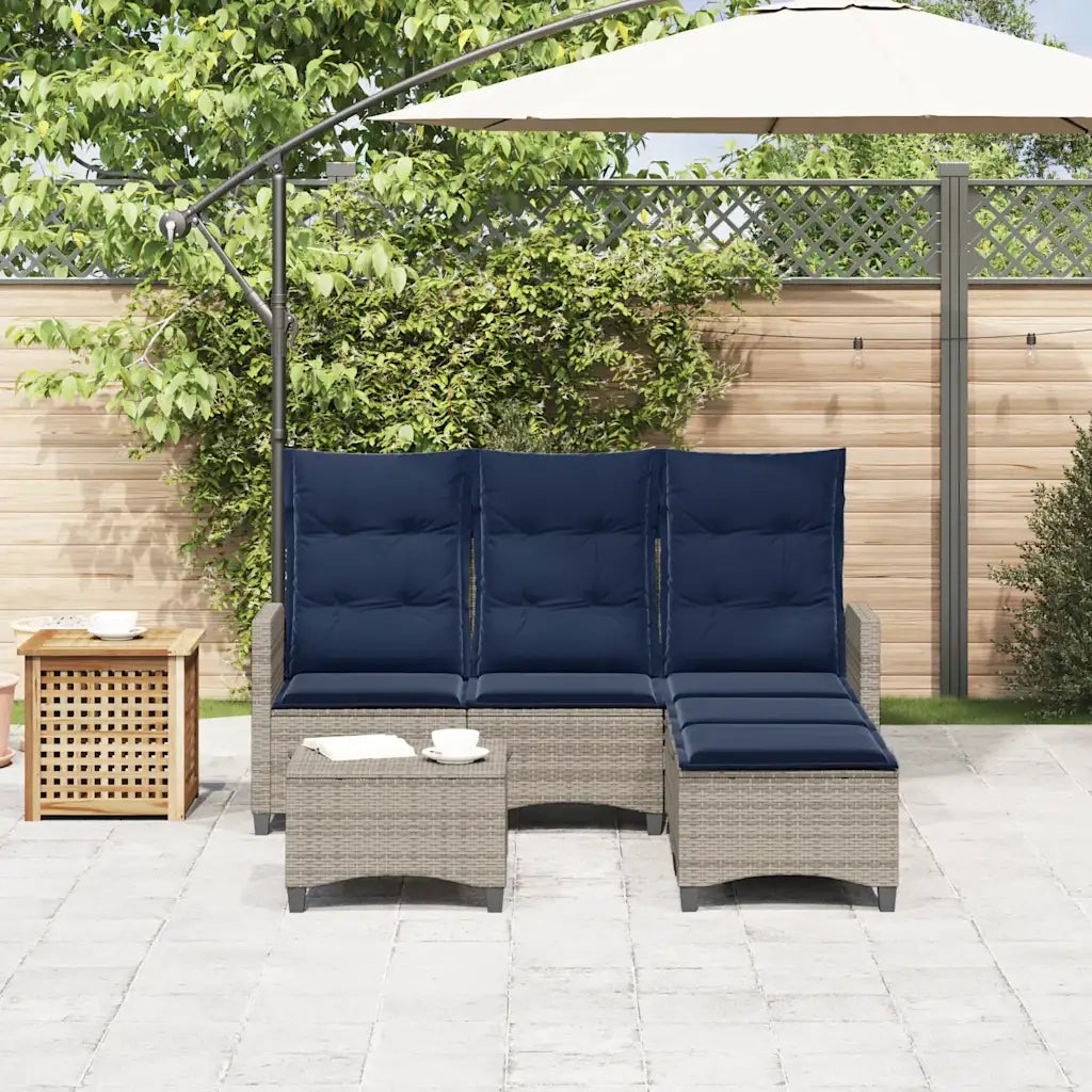 Set Divani da Giardino 3 pz con Cuscini a Forma di L Polyrattan
