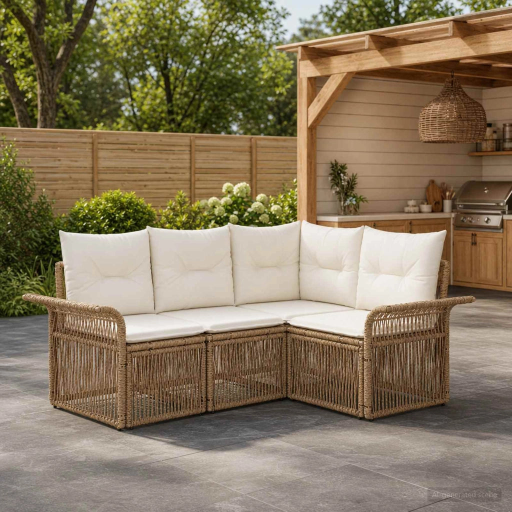 Set Divano da Giardino 4 pz Beige polyrattan 3434823
