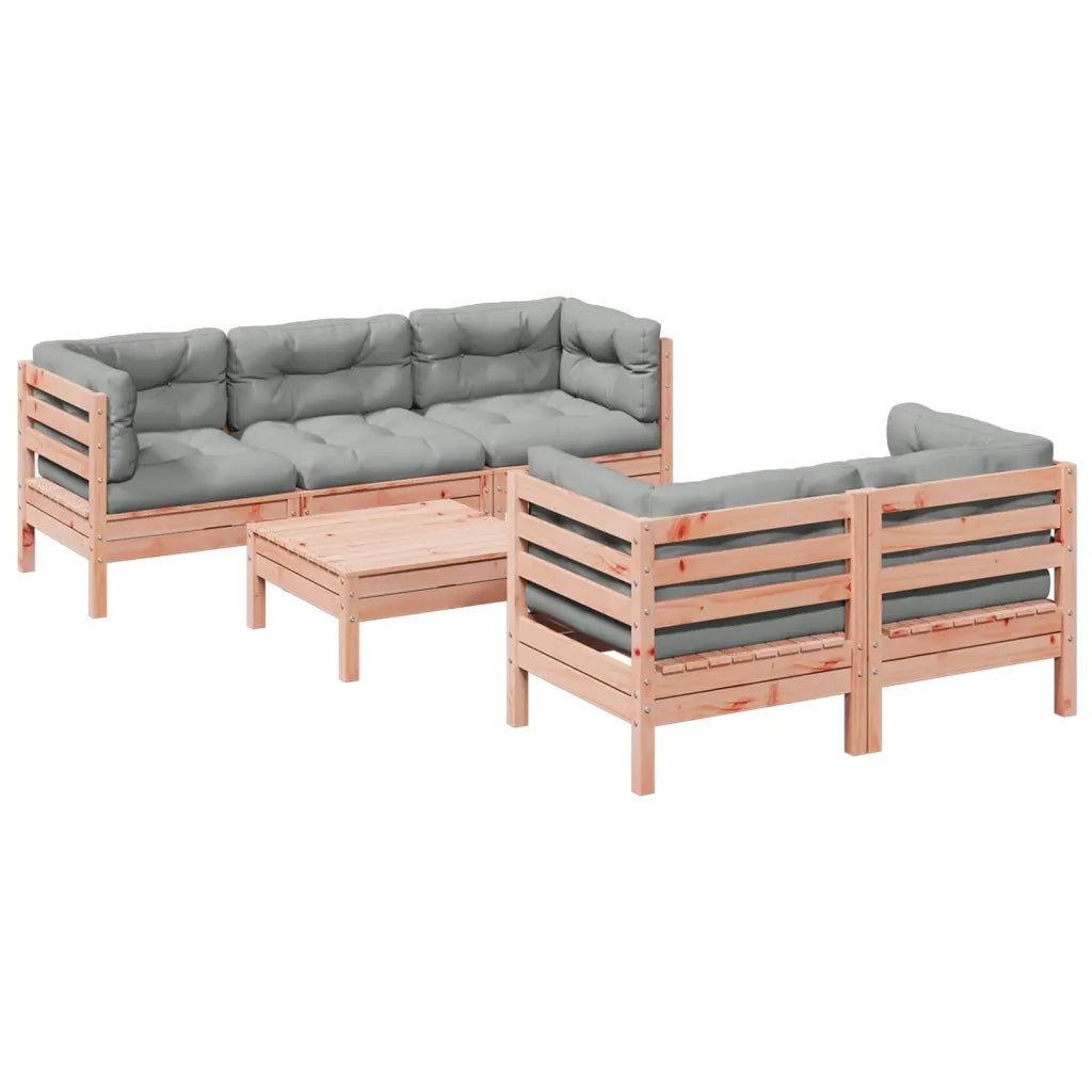 Set Divani Giardino 6 pz Cuscini Legno Massello Abete Douglas 3299295