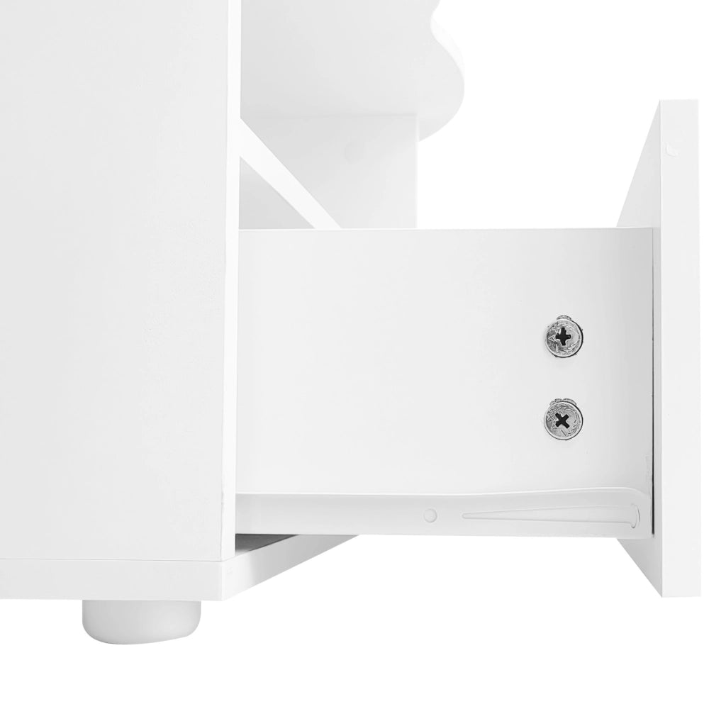 Tavolino da salotto a forma di nuvola 100x60x40;5 cm; in truciolare bianco con cassetto