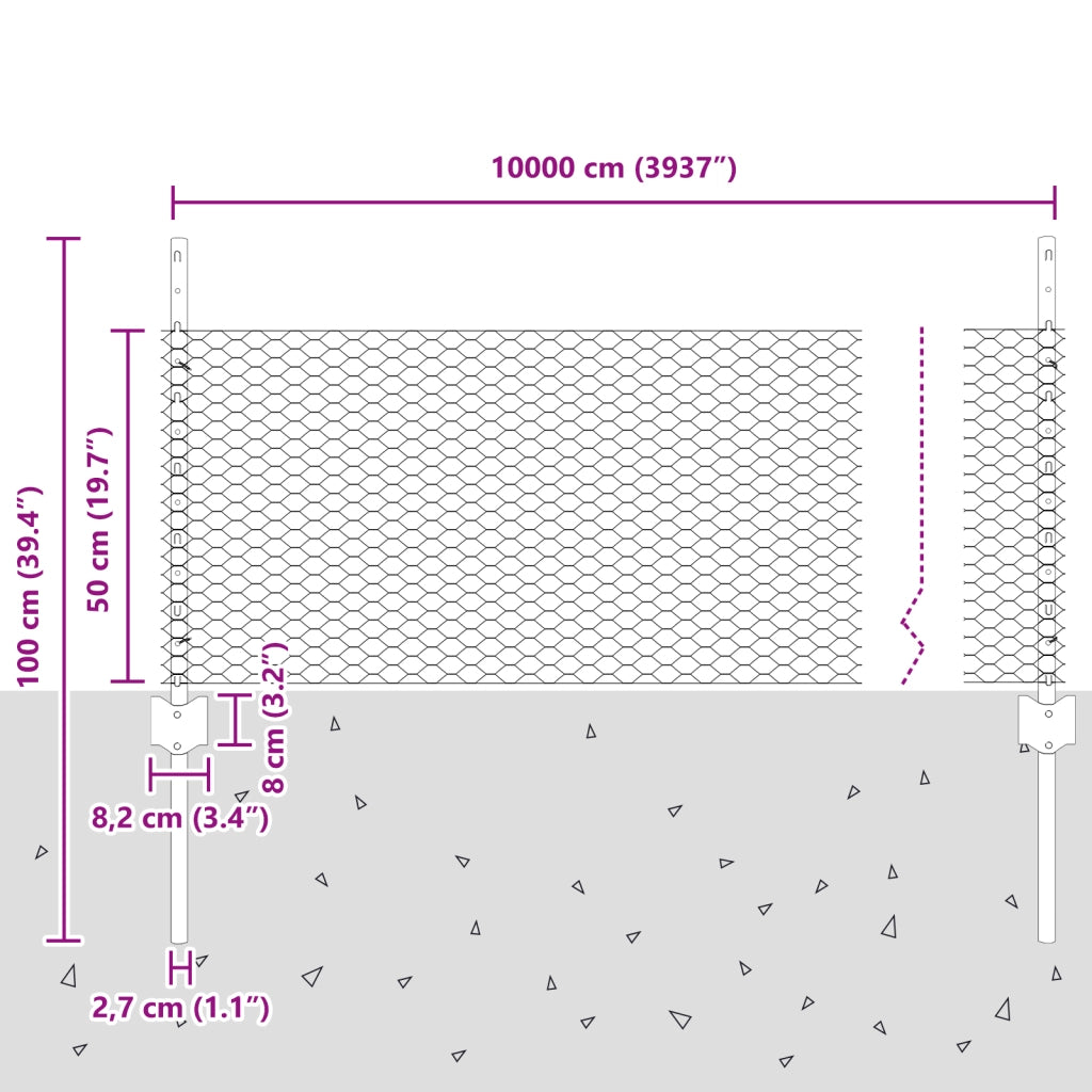 Paletti per Recinzione 11 pz U-Channel 60 cm Acciaio Zincato