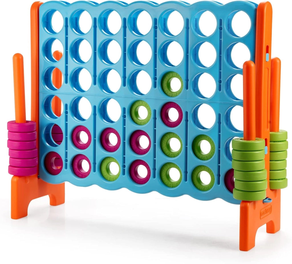 Forza 4 Gigante per Bambini e Adulti, Set di Forza 4 da Interno ed Esterno, Gioco per Feste e Vacanze, 120 x 42 x 104 cm, Azzurro+Arancione