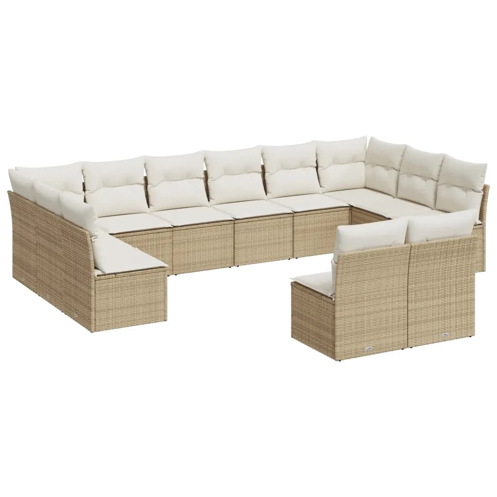 Set Divani da Giardino 12 pz con Cuscini Beige in Polyrattan 3250207