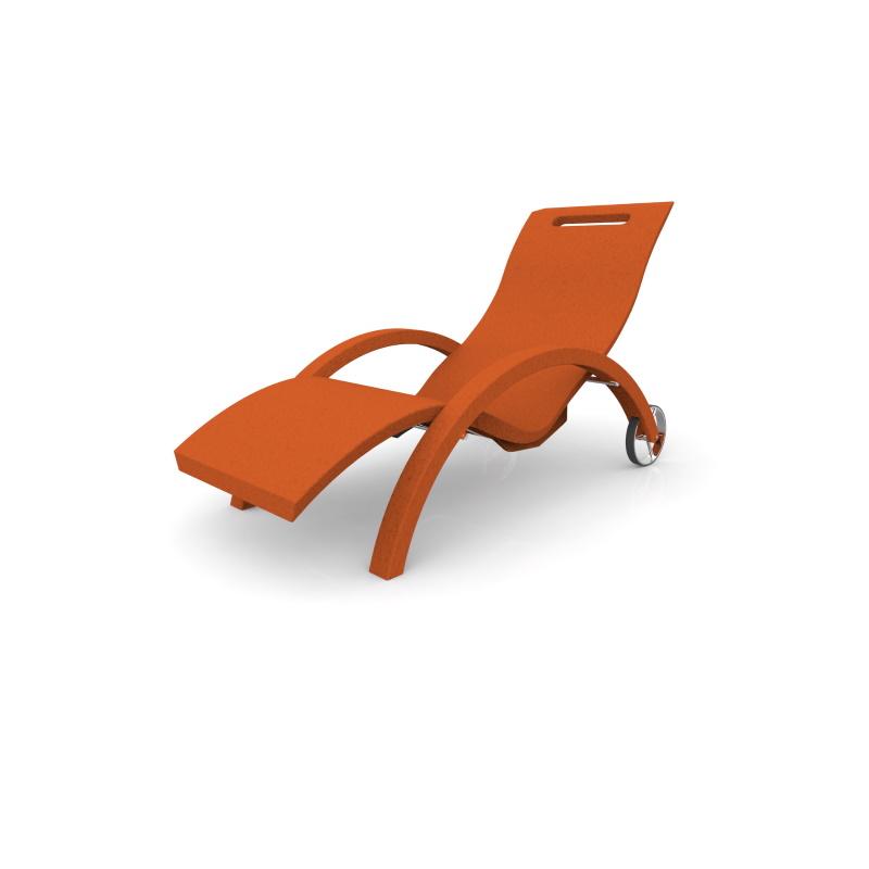 Sdraio Chaise Longe Lettino  Da Esterno Prendisole In Polietilene Colore Arancione Cv-S110/2009