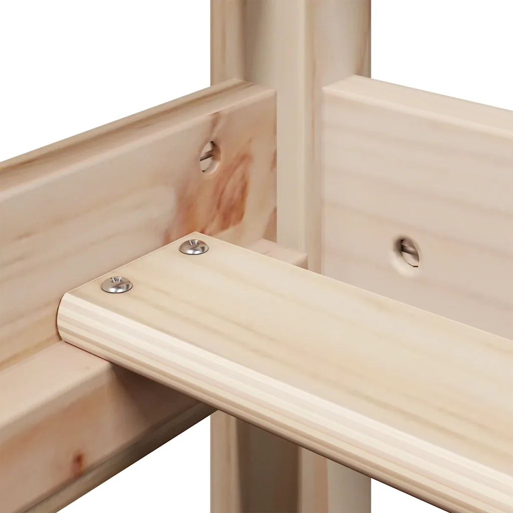 Letto a Soppalco con Tetto 75x190 cm in Legno Massello di Pino