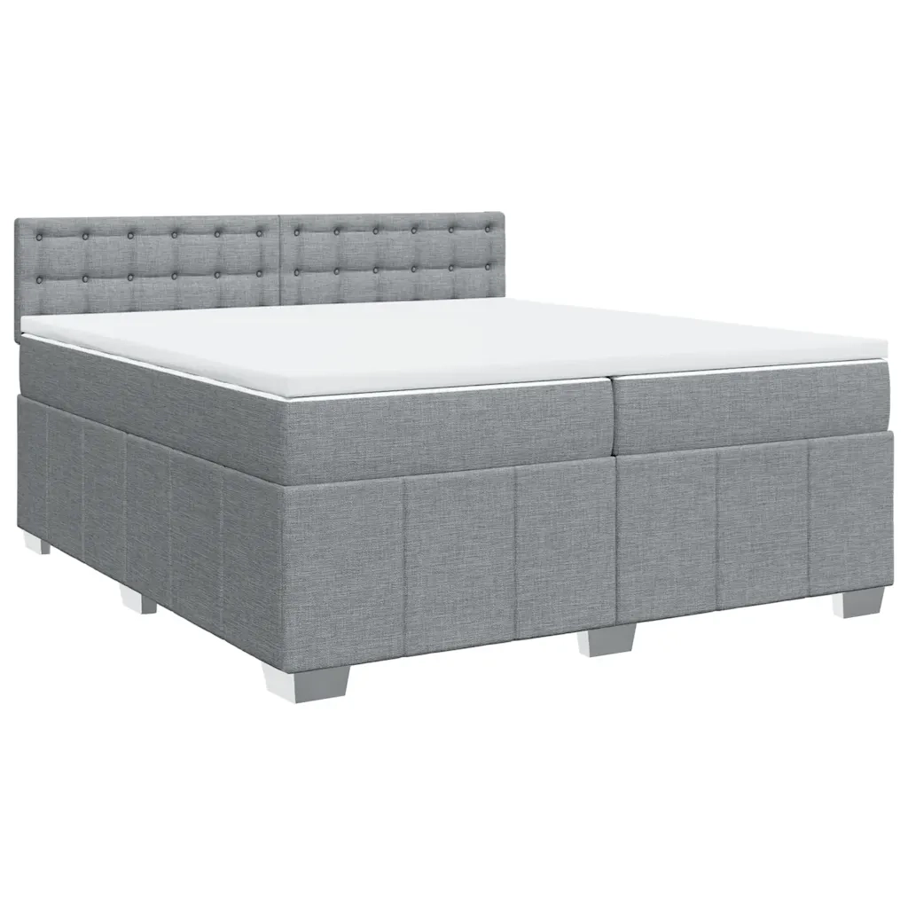 Giroletto a Molle con Materasso Grigio Chiaro 200x200cm Tessuto