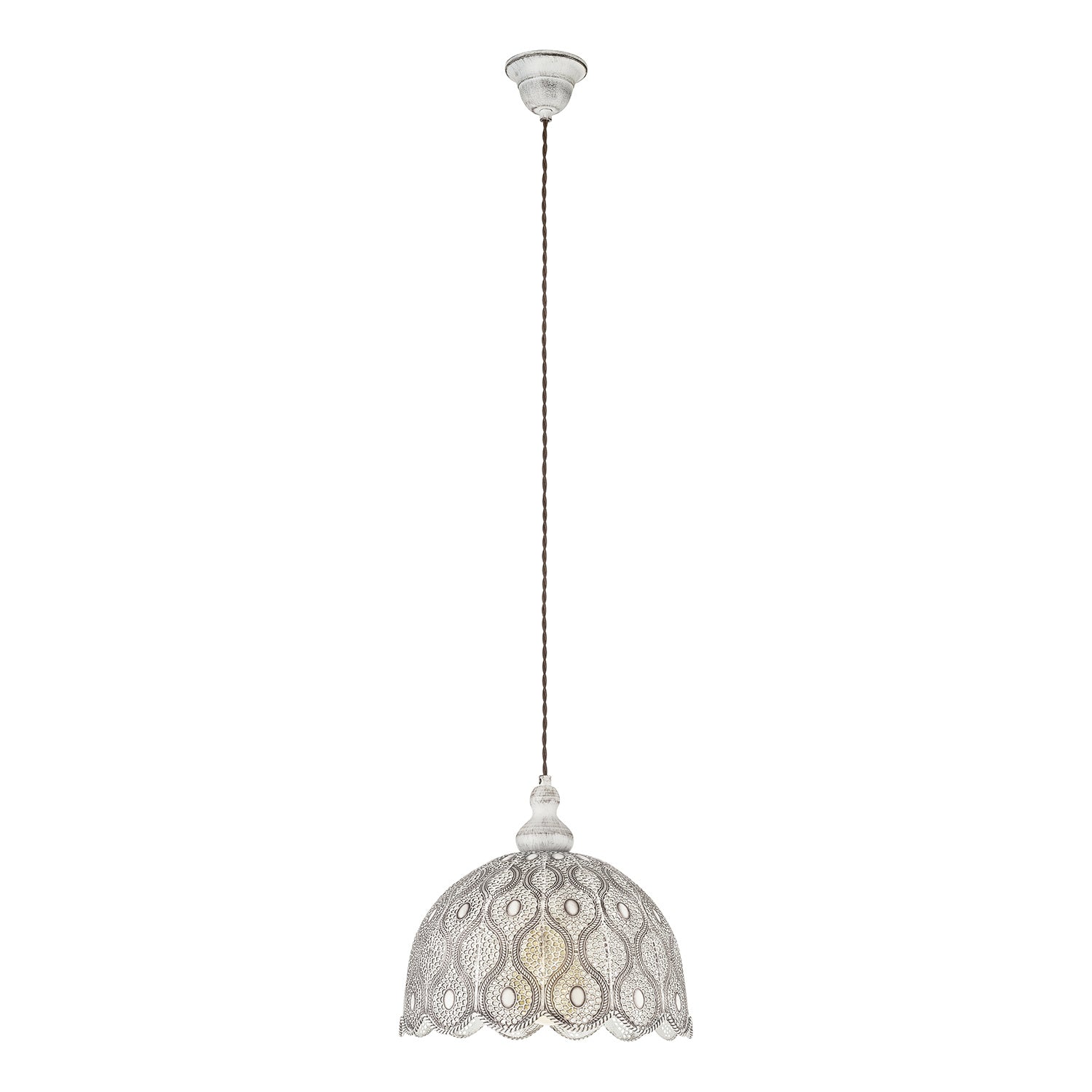 Lampadario A Sospensione Vintage Talbot 2 Acciaio Bianco Anticato 1 Luce E27