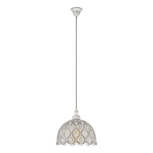 Lampadario A Sospensione Vintage Talbot 2 Acciaio Bianco Anticato 1 Luce E27