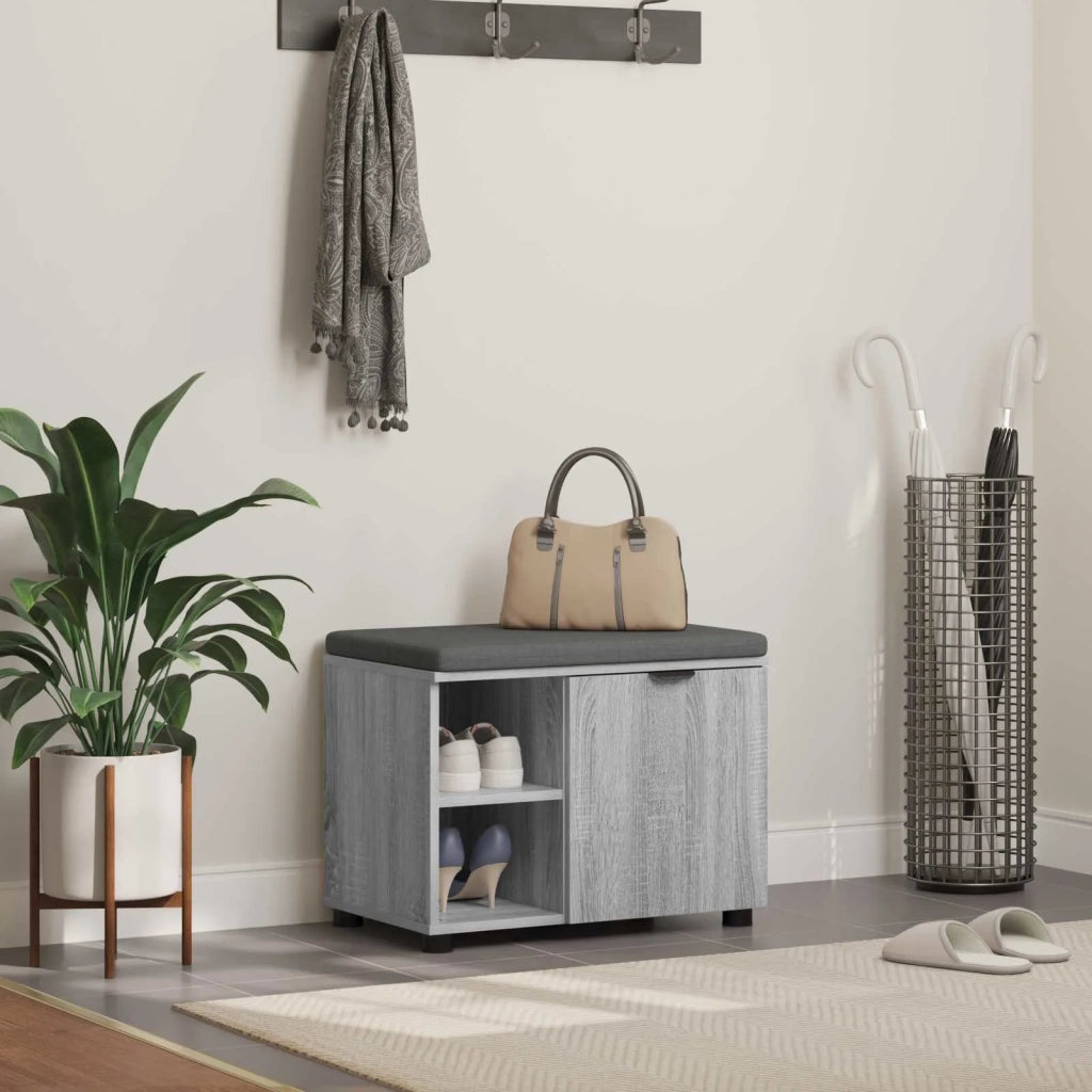 Panca per ingresso con cuscino-Sgabello-Panca da Corridoio Grigio Sonoma 60 x 38 x 46 cm 978683