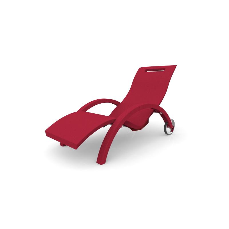 Sdraio Chaise Longe Lettino  Da Esterno Prendisole In Polietilene Colore Rosso Cv-S110/3027