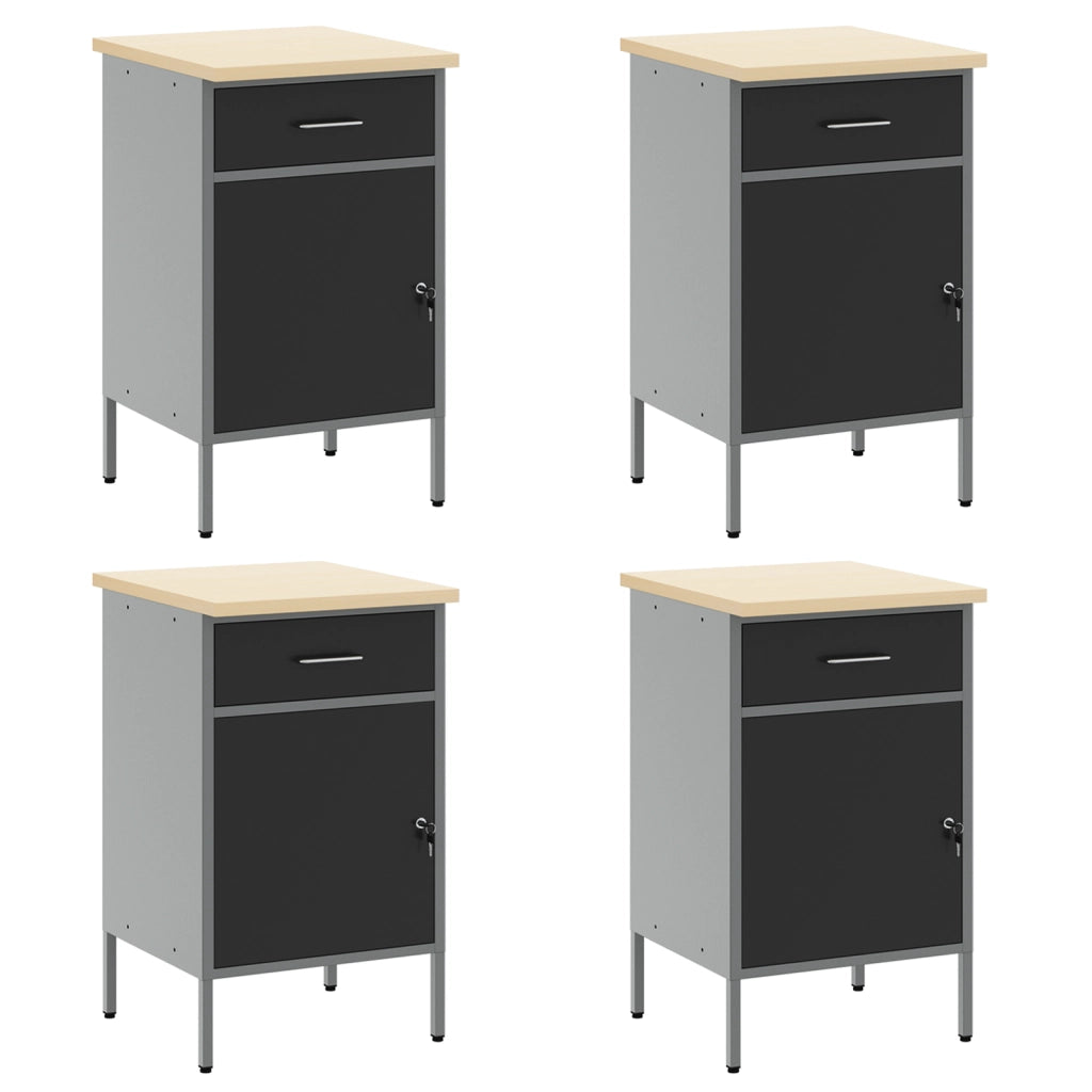 Sets di armadietti da lavoro e pegboard da 10 pezzi  in MDF e metallo neri