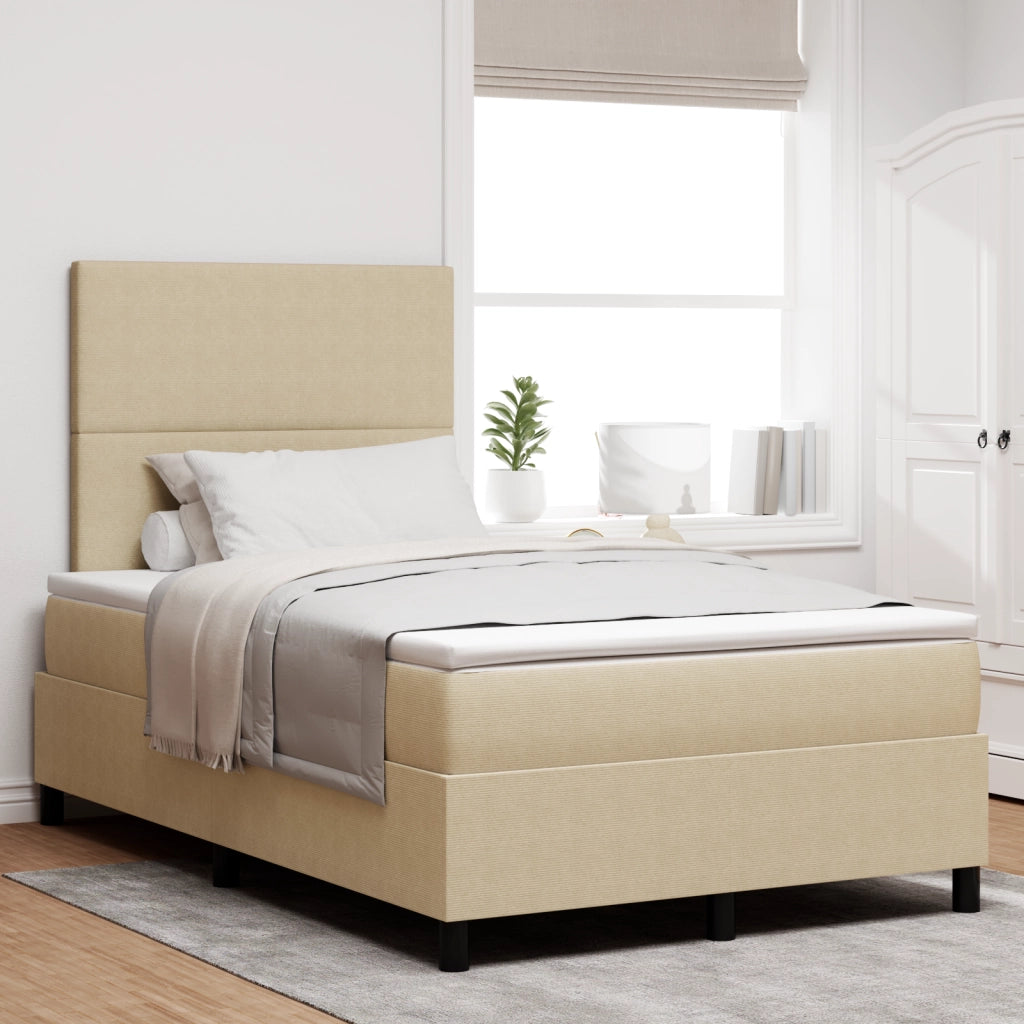 Letto con Box Spring con Materasso Verde Chiaro Grigio Piccolo Doppio Tessuto Corduroy