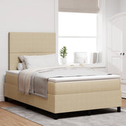 Letto con Box Spring con Materasso Verde Chiaro Grigio Piccolo Doppio Tessuto Corduroy