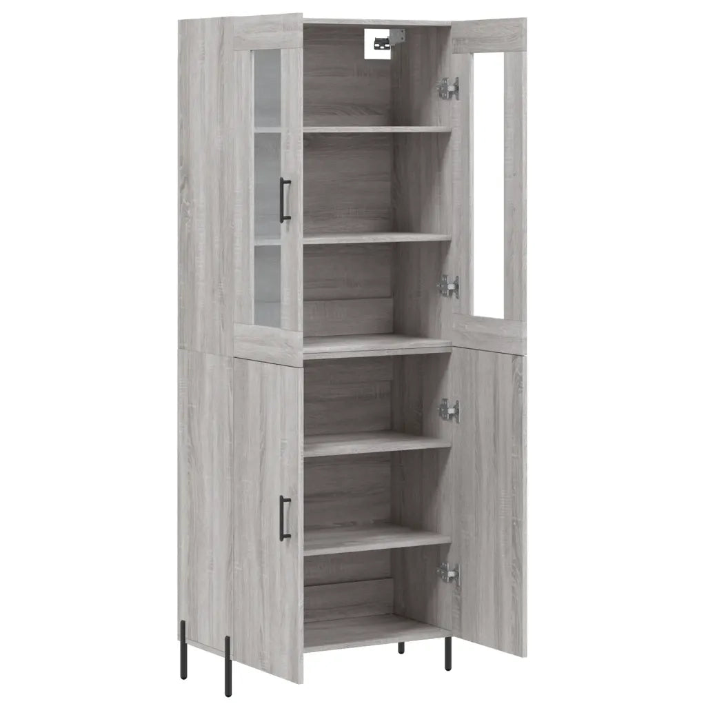 Credenza Grigio Sonoma 69,5x34x180 cm in Legno Multistrato 3198223