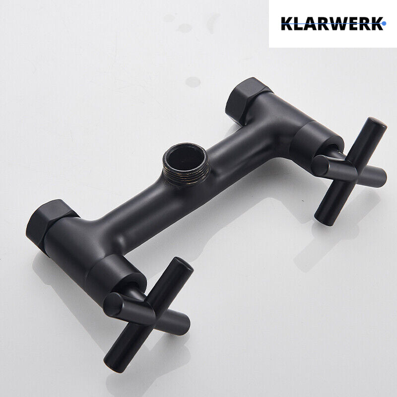 Björn |Rubinetto gastronomico a parete nero opaco|professionale da cucina in acciaio inox a due getti|Rubinetto doppio per lavello ristorante a parete