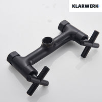 Björn |Rubinetto gastronomico a parete nero opaco|professionale da cucina in acciaio inox a due getti|Rubinetto doppio per lavello ristorante a parete