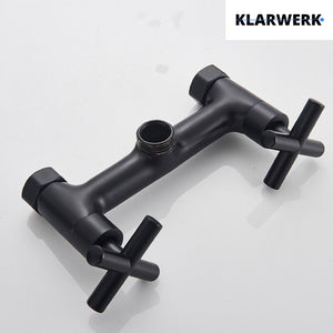 Björn |Rubinetto gastronomico a parete nero opaco|professionale da cucina in acciaio inox a due getti|Rubinetto doppio per lavello ristorante a parete