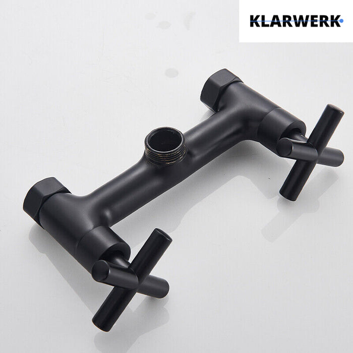 Björn |Rubinetto gastronomico a parete nero opaco|professionale da cucina in acciaio inox a due getti|Rubinetto doppio per lavello ristorante a parete