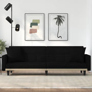 Divano Letto con Cuscini Nero in Tessuto 351877