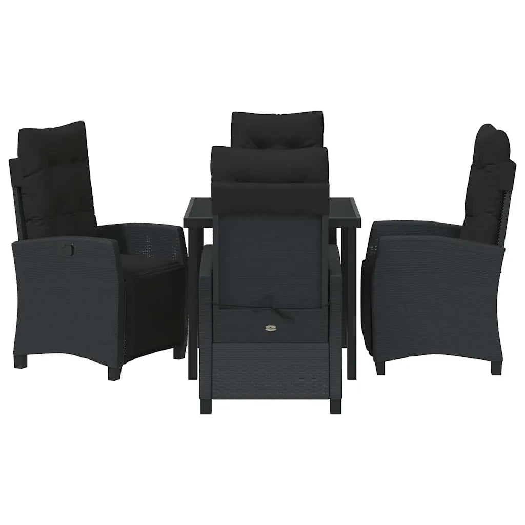 Set da Pranzo per Giardino con cuscino 5 pcs Nero polyrattan 3380422