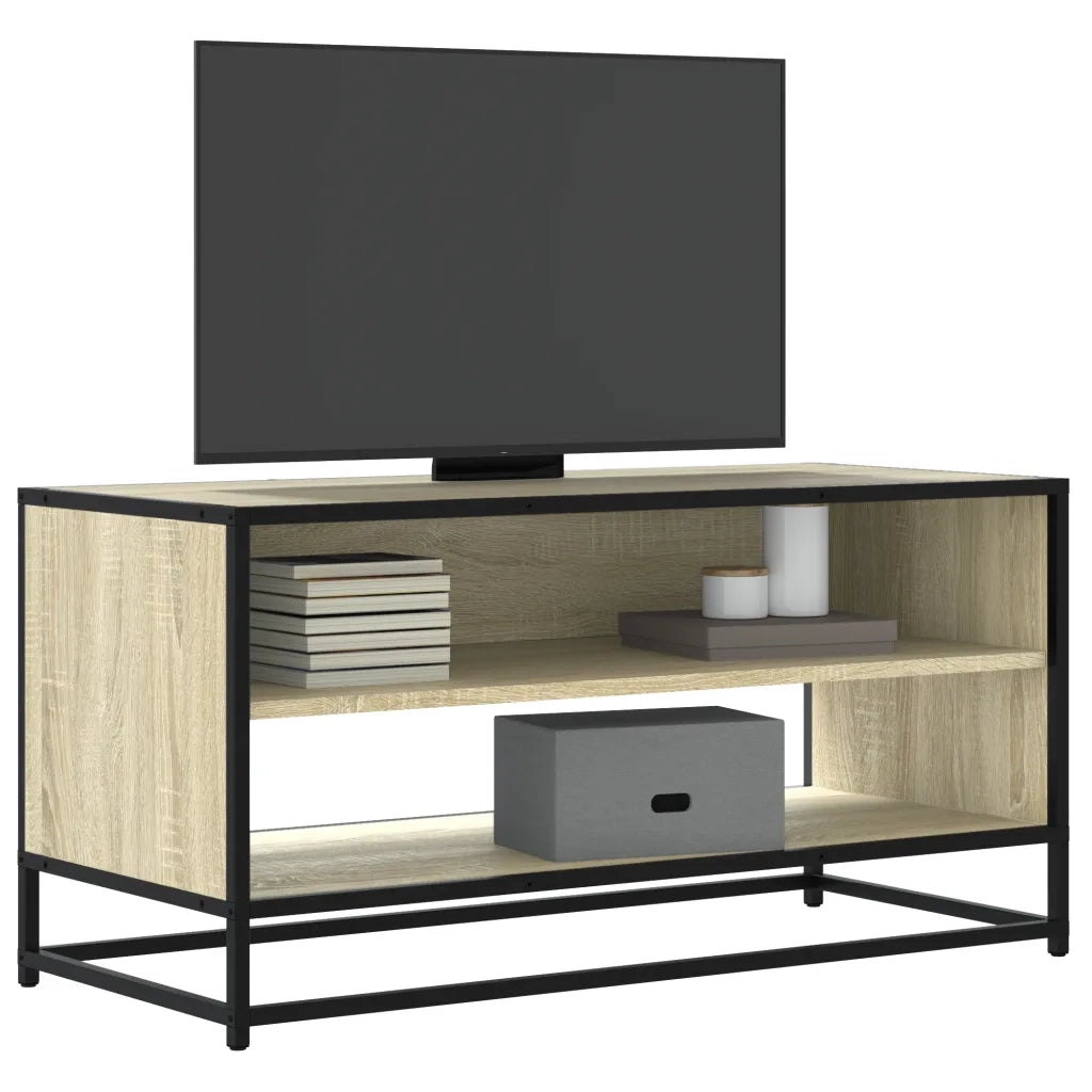 vidaXL Mobile TV Rovere Sonoma 91x40x46 cm Legno Multistrato e Metallo