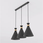 Lampada a sospensione Zero in acciaio nero opaco e legno