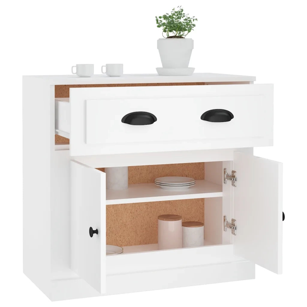 Credenza-Buffet-Armadio da cucina Bianca 70x35,5x67,5 cm in Legno Multistrato 801191