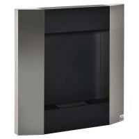 Camino Bioetanolo da Parete con Serbatoio da 0.7L e Copertura 20m², Acciaio, 72x11x72cm, Argento e Nero