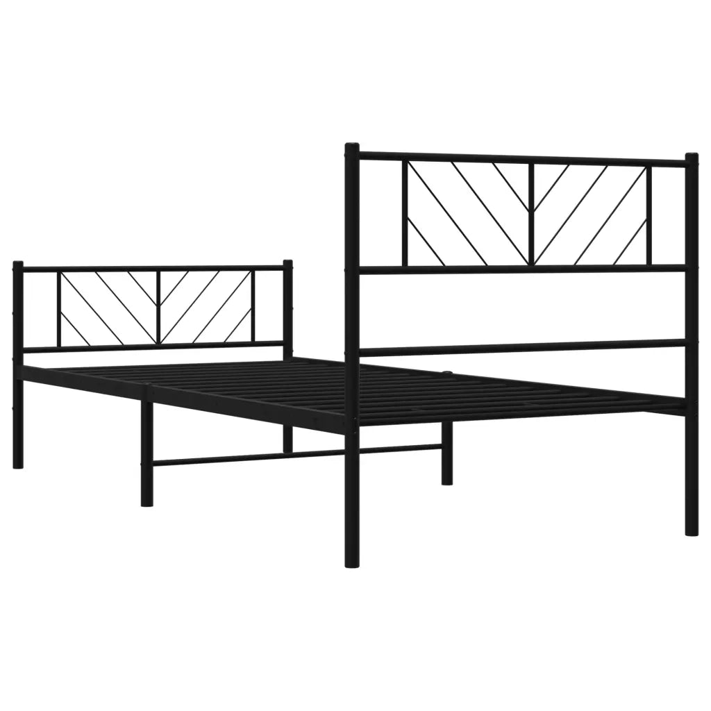 Giroletto con Testiera e Pediera-Struttura Letto Metallo Nero 100x200 cm 396390