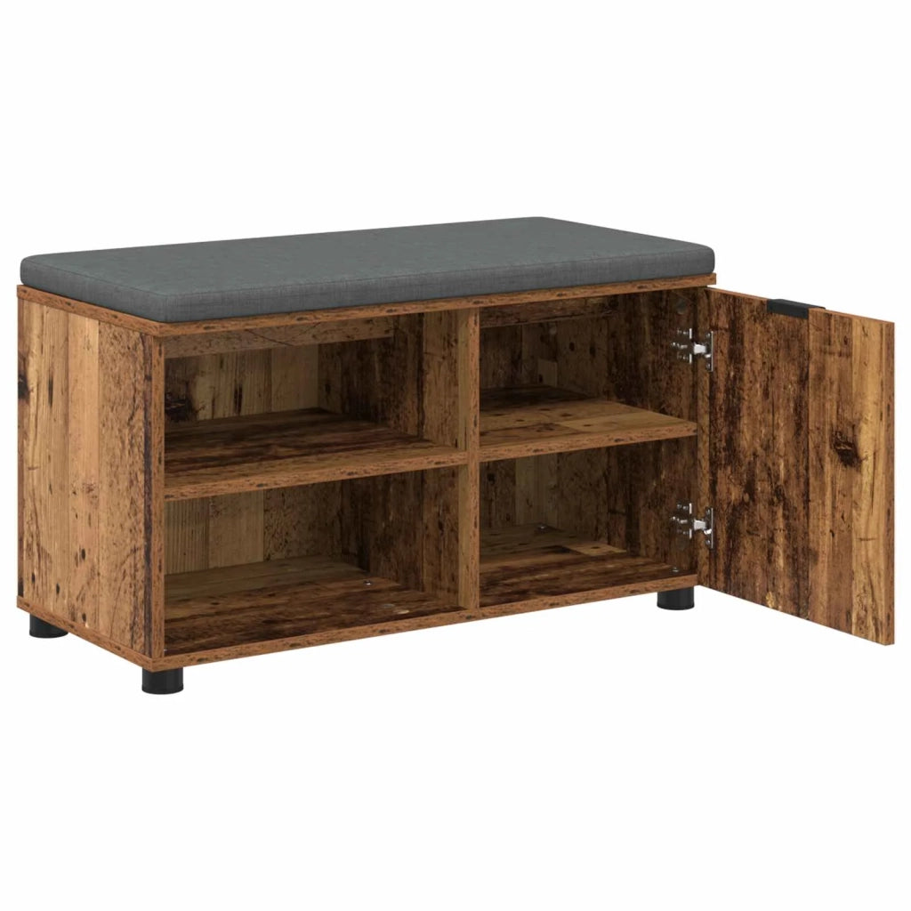 Panca per ingresso con cuscino-Sgabello-Panca da Corridoio Legno vecchio 80 x 38 x 46 cm 240356