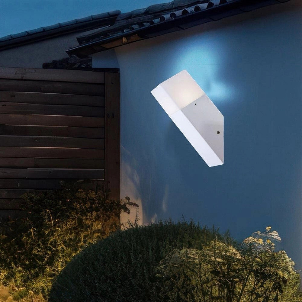 Trade Shop - Applique A Muro Obliquo Esterno Attacco E27 In Alluminio Lampada Parete Ip44 B250 - Bianco
